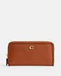 COACH®,ACCORDION ZIP WALLET WITH BRAID,Polished Pebble Leather,Small,Brass/Burnished Amber,Front View