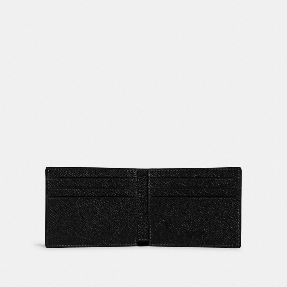 COACH®,SLIM BILLFOLD WALLET,Crossgrain Leather,Mini,Black,Inside View,Top View