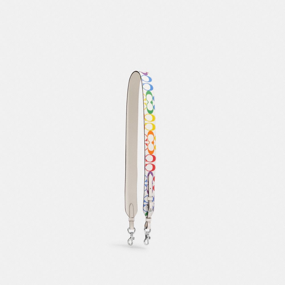 COACH®,STRAP IN RAINBOW SIGNATURE CANVAS,Silver/Chalk Multi,Front View