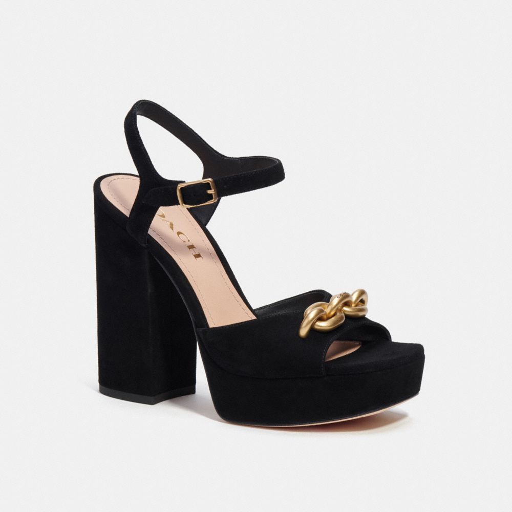 COACH®,NICOLETTE SANDAL,Black,Front View