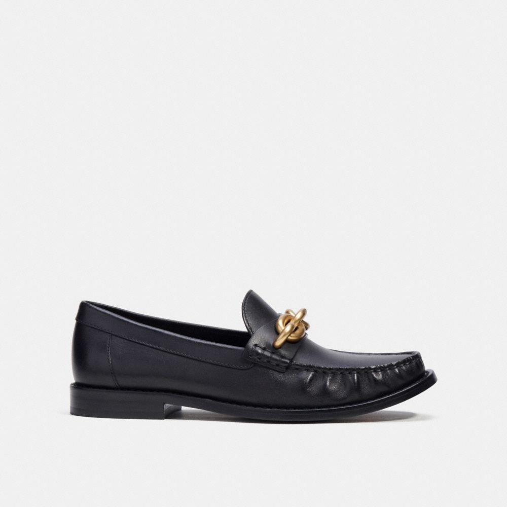 COACH®,JESS LOAFER,PITONE LUCIDO,Noir et doré,Angle View