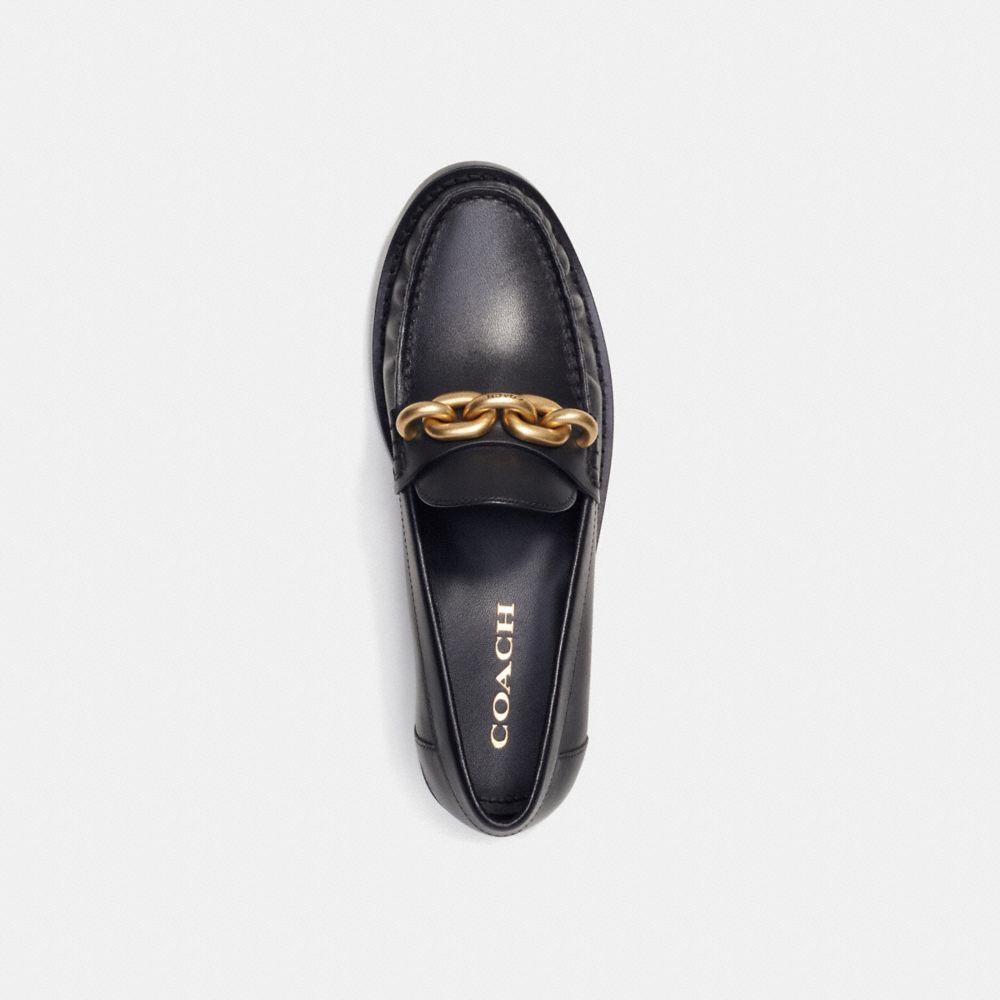 COACH®,JESS LOAFER,Black & Gold,Inside View,Top View