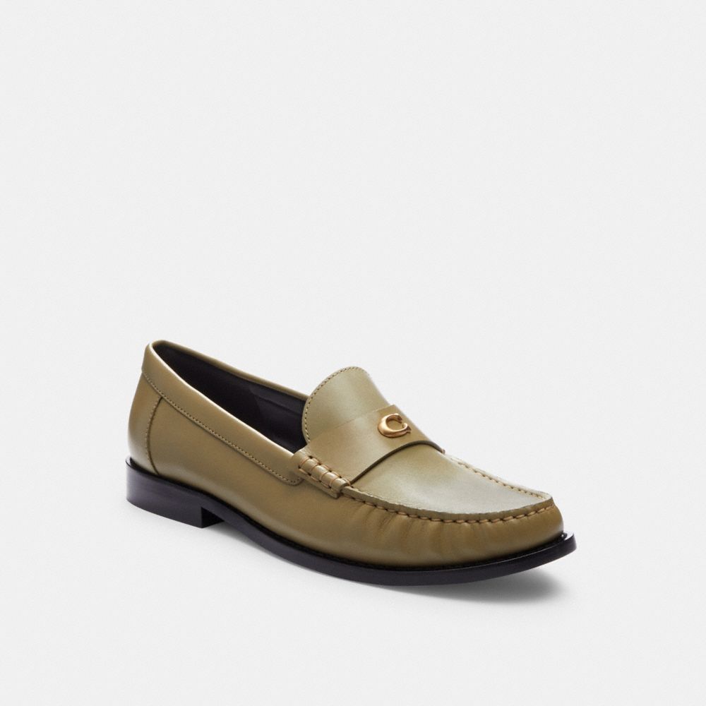 COACH®,JOLENE LOAFER,Leather,Moss,Front View