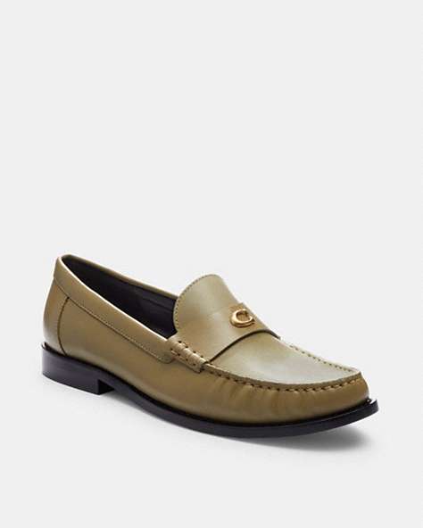 COACH®,JOLENE LOAFER,Leather,Moss,Front View