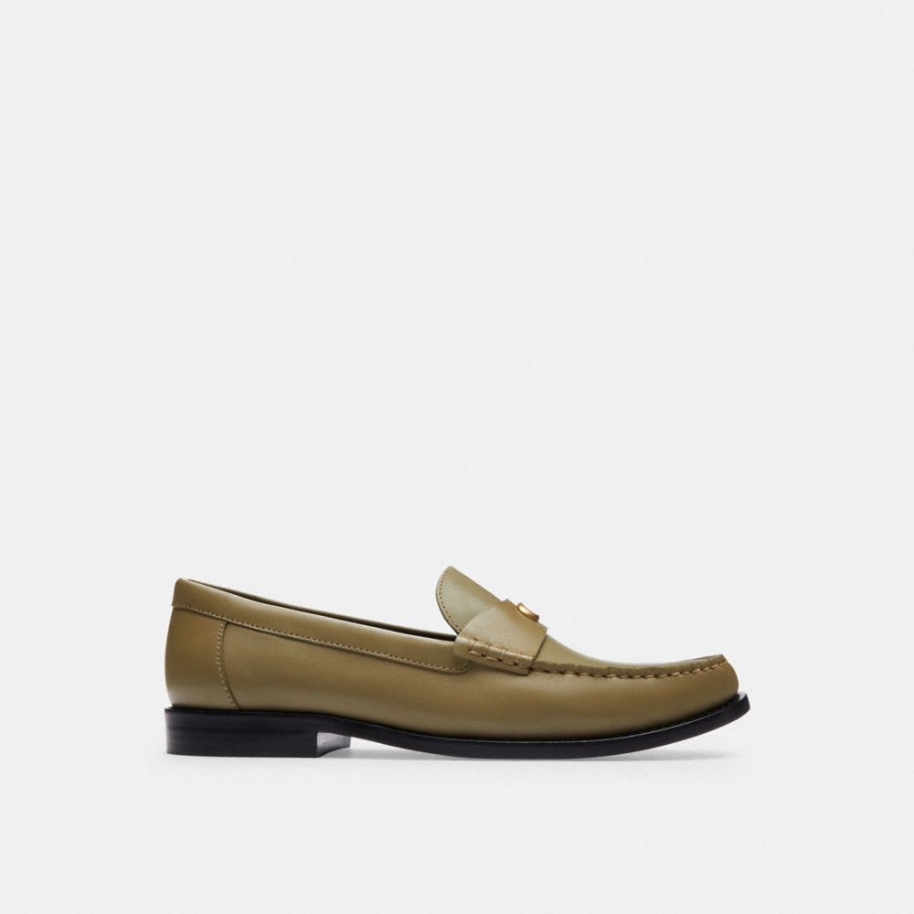 COACH®,JOLENE LOAFER,Leather,Moss,Angle View