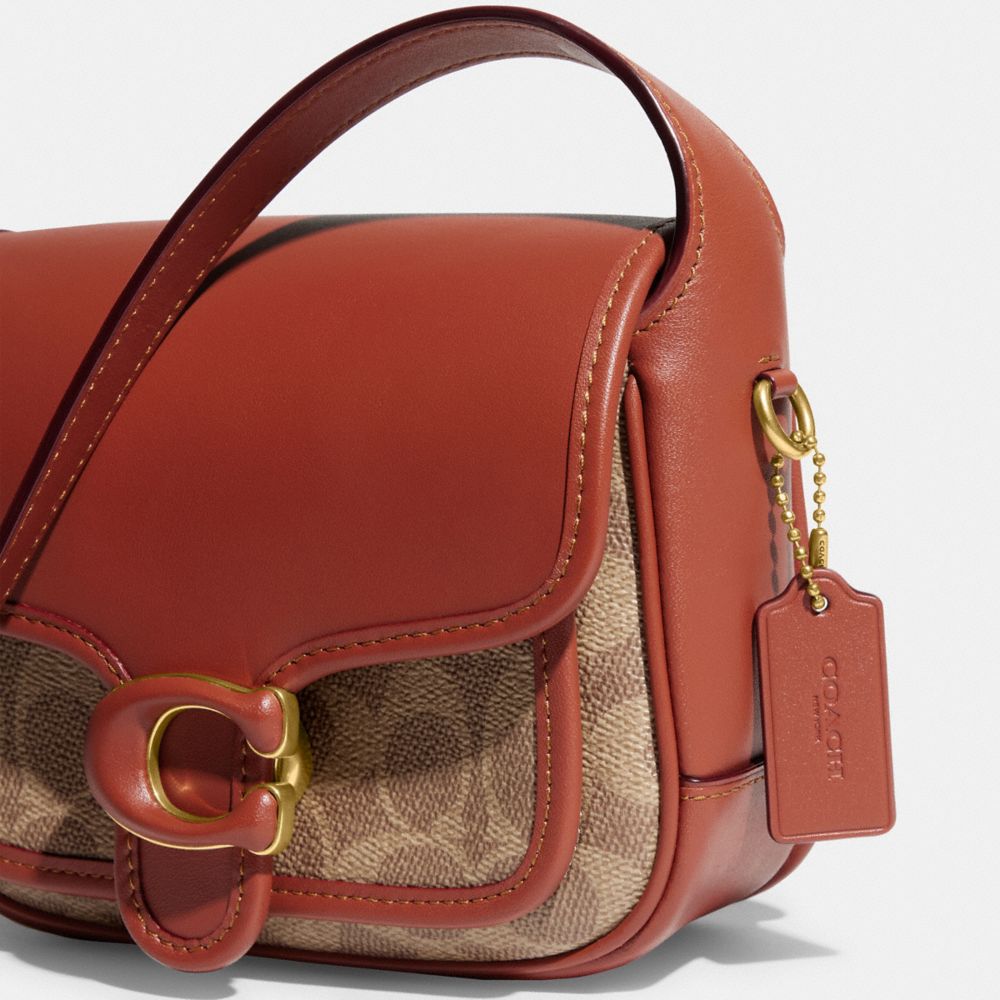 Coach Bag in Signature Canvas Tabby Box Brass/Tan/Rust in Leather