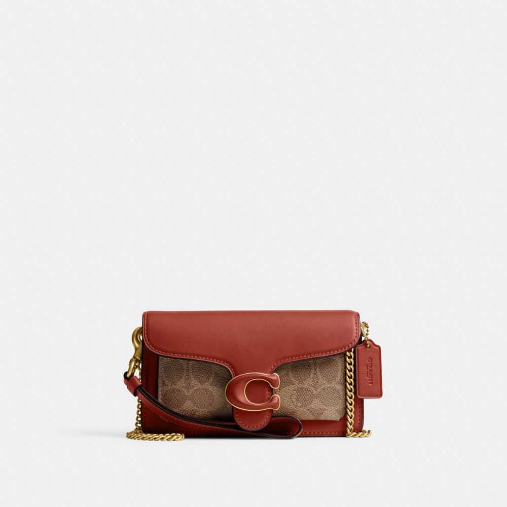 COACH®,TABBY CROSSBODY WRISTLET IN SIGNATURE CANVAS,canvas,Mini,Brass/Tan/Rust,Front View
