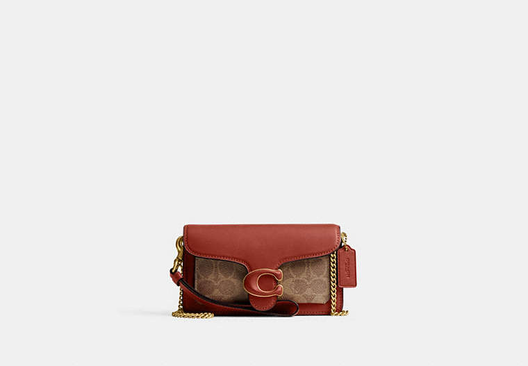 COACH®,TABBY CROSSBODY WRISTLET IN SIGNATURE CANVAS,canvas,Mini,Brass/Tan/Rust,Front View image number 0