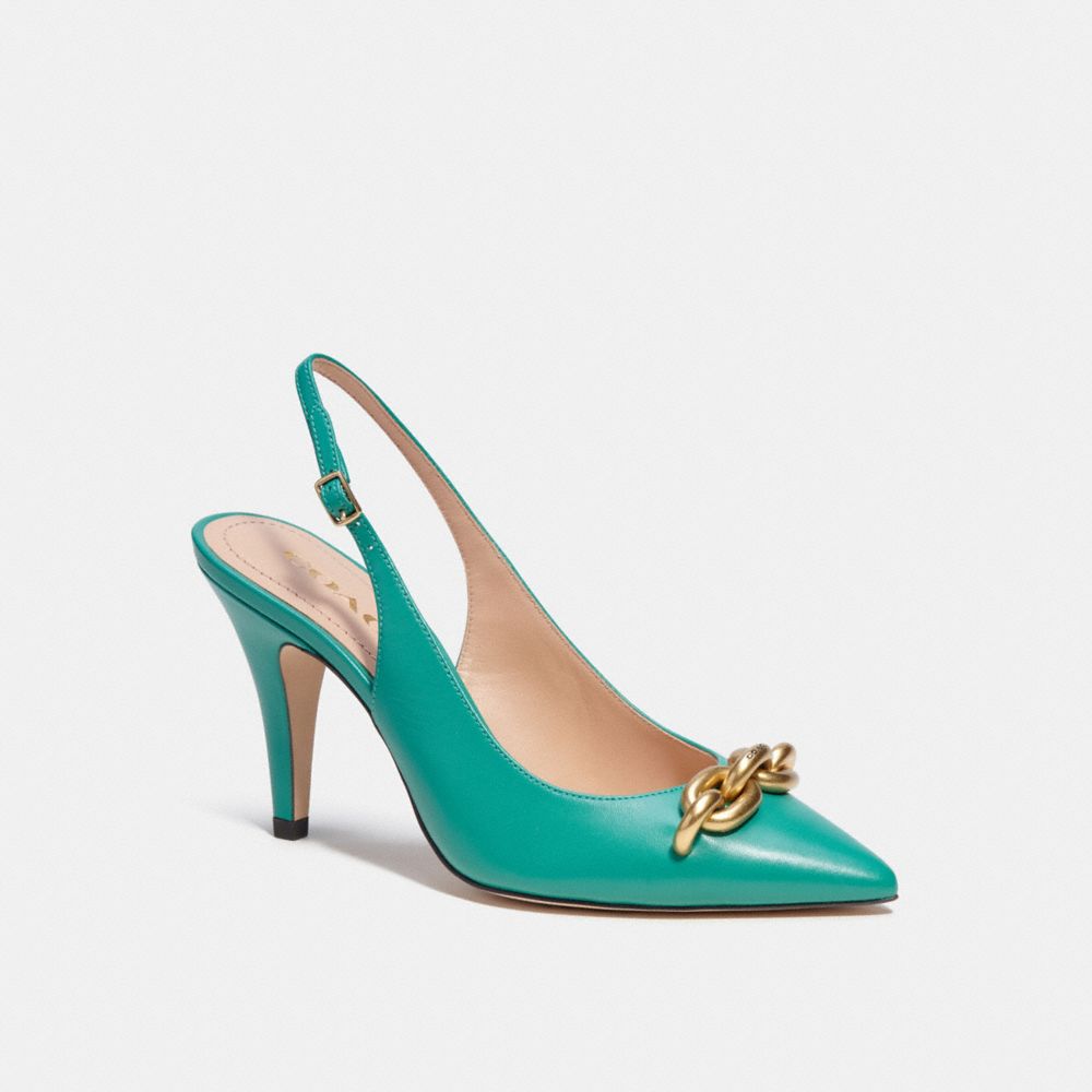 COACH®,SADIE SLINGBACK PUMP,Bright Green,Front View