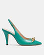 COACH®,SADIE SLINGBACK PUMP,Leather,Bright Green,Angle View