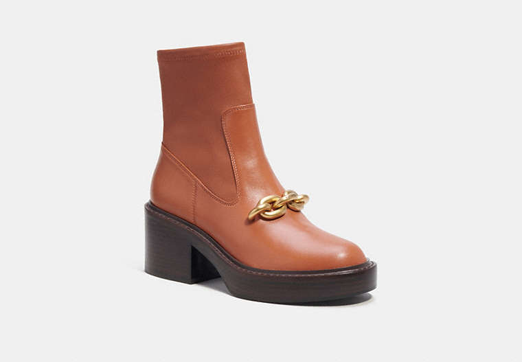 COACH®,KENNA BOOTIE,Leather,Burnished Amber,Front View