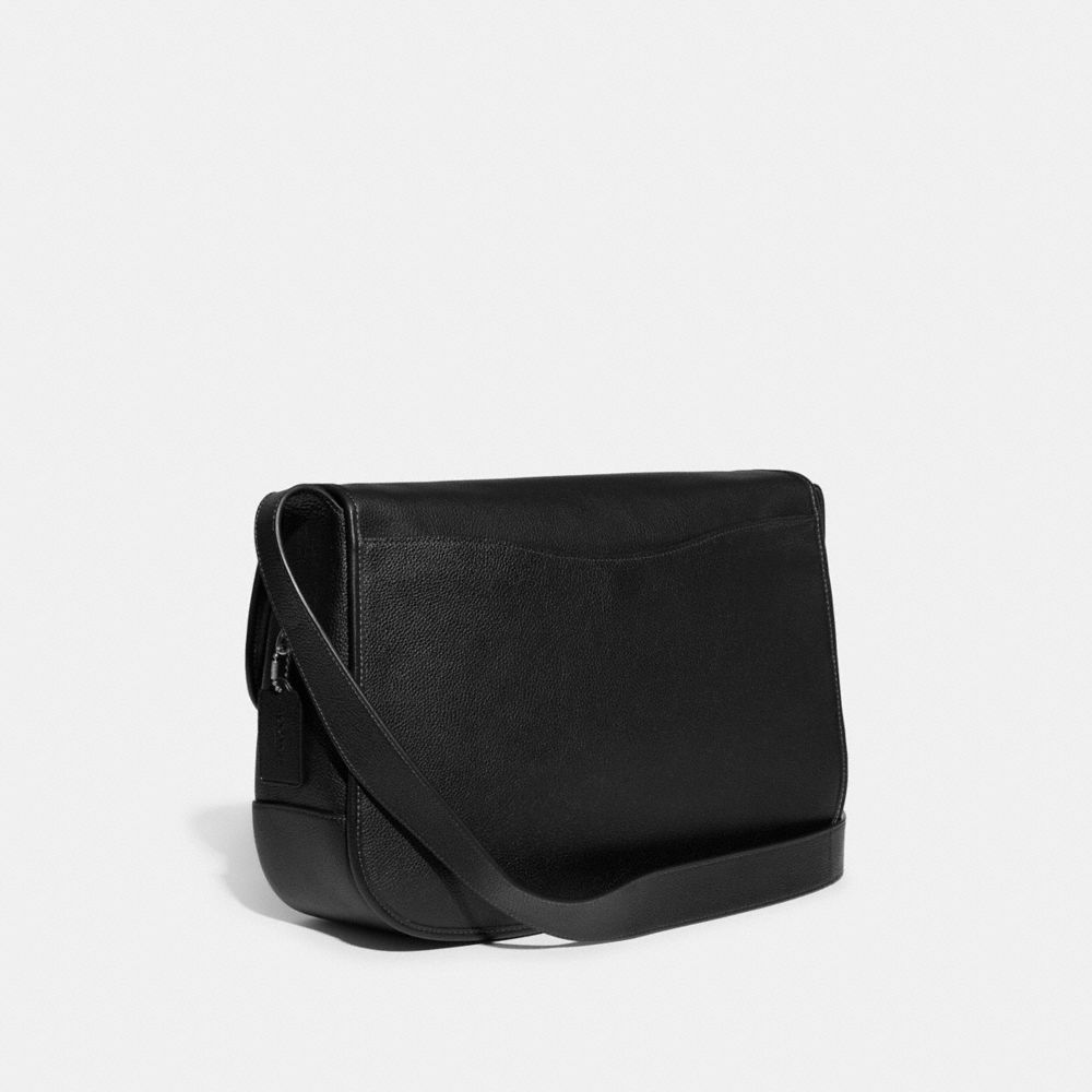 COACH®,TABBY MESSENGER BAG 40,Polished Pebble Leather,Large,Black,Angle View