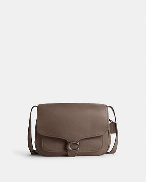 COACH®,TABBY MESSENGER BAG 40,Polished Pebble Leather,Large,Dark Stone,Front View