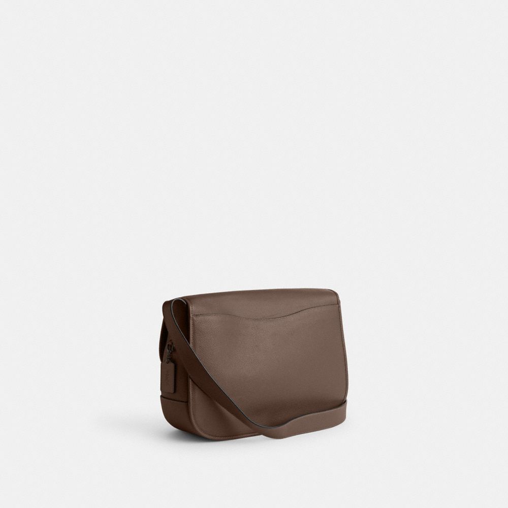 COACH®,TABBY MESSENGER BAG 40,Polished Pebble Leather,Large,Dark Stone,Angle View
