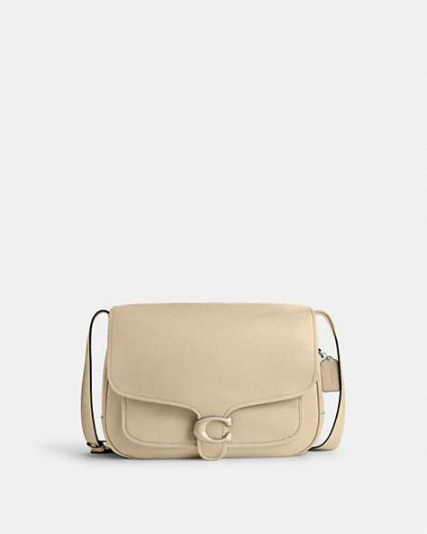 COACH®,TABBY MESSENGER 40,Polished Pebble Leather,Ivory,Front View