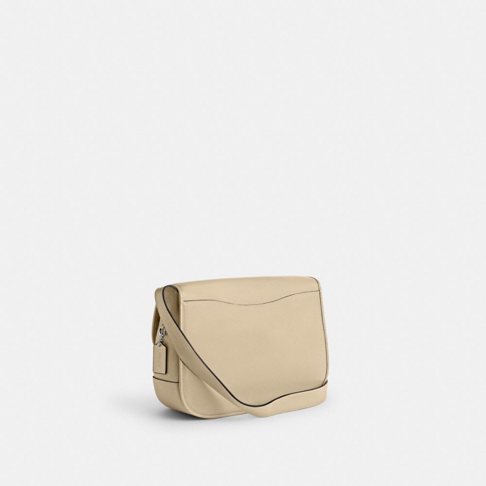 COACH®,TABBY MESSENGER BAG 40,Polished Pebble Leather,Large,Ivory,Angle View
