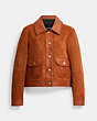 COACH®,BRAIDED SUEDE JACKET,Suede,Burnished Amber,Front View
