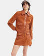 COACH®,BRAIDED SUEDE JACKET,Suede,Burnished Amber,Scale View