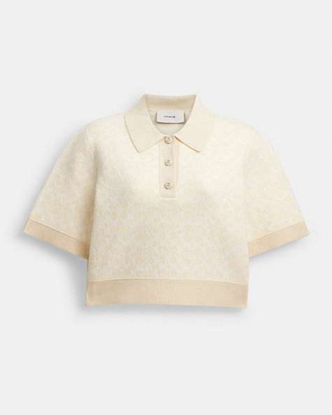 COACH®,SPORTY CROPPED POLO,Cream Multi,Front View