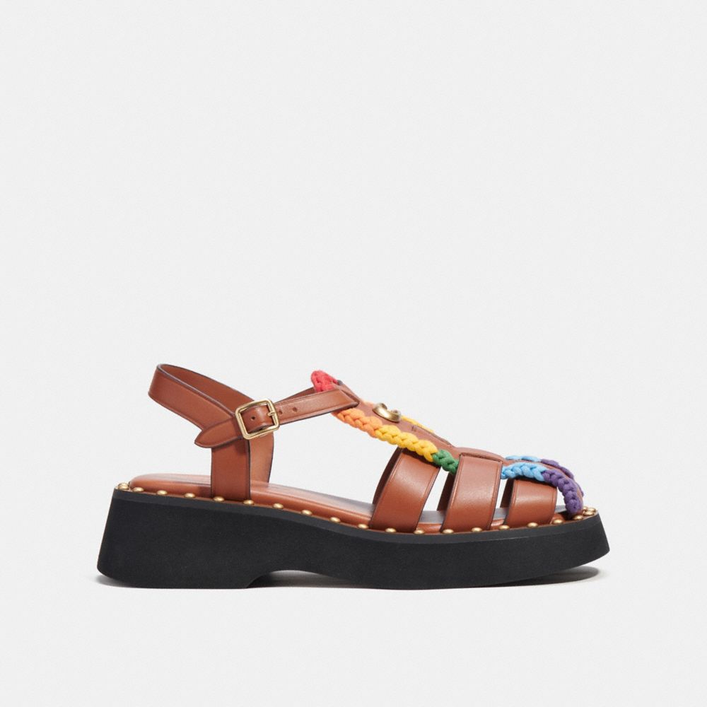 COACH®,Vivienne Sandal With Rainbow Crochet,,Angle View