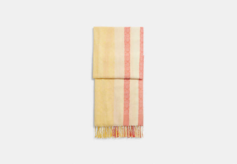 COACH®,SIGNATURE STRIPED PAREO,cotton,Hay/Sun Orange,Front View image number 0