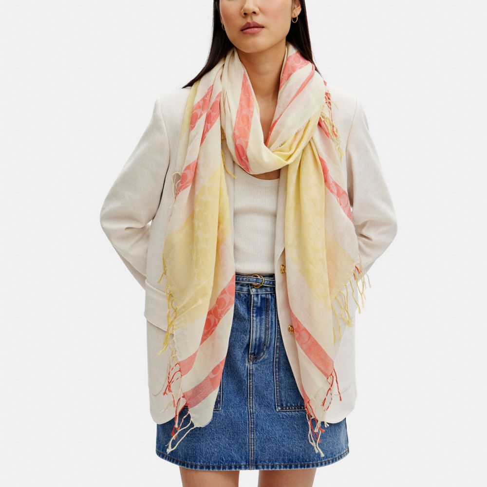 COACH®,Signature Striped Pareo,,Detail View