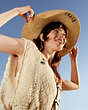 COACH®,COACH X OBSERVED BY US EMBROIDERED STRAW HAT,Natural/Multi,Detail View