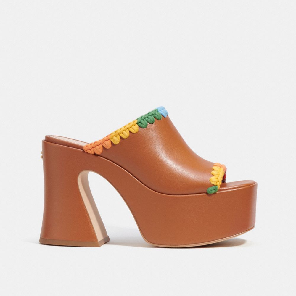 COACH®,Bobi Platform Sandal With Rainbow Crochet,,Angle View
