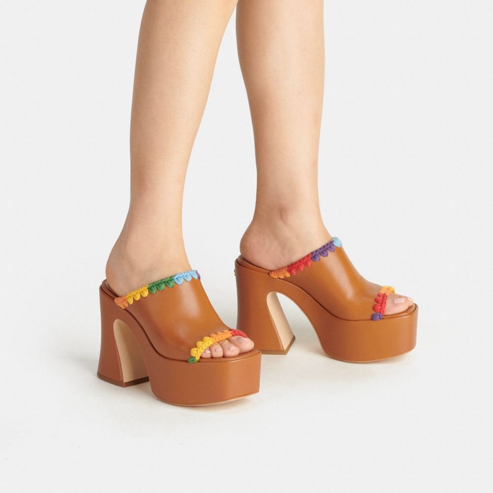 COACH®,Bobi Platform Sandal With Rainbow Crochet,,Detail View