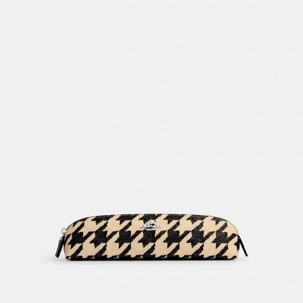 COACH®,Pencil Case With Houndstooth Print,,Front View