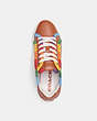 COACH®,LOWLINE LOW TOP SNEAKER WITH RAINBOW CROCHET,Leather,Burnished Amber/Rainbow,Inside View,Top View