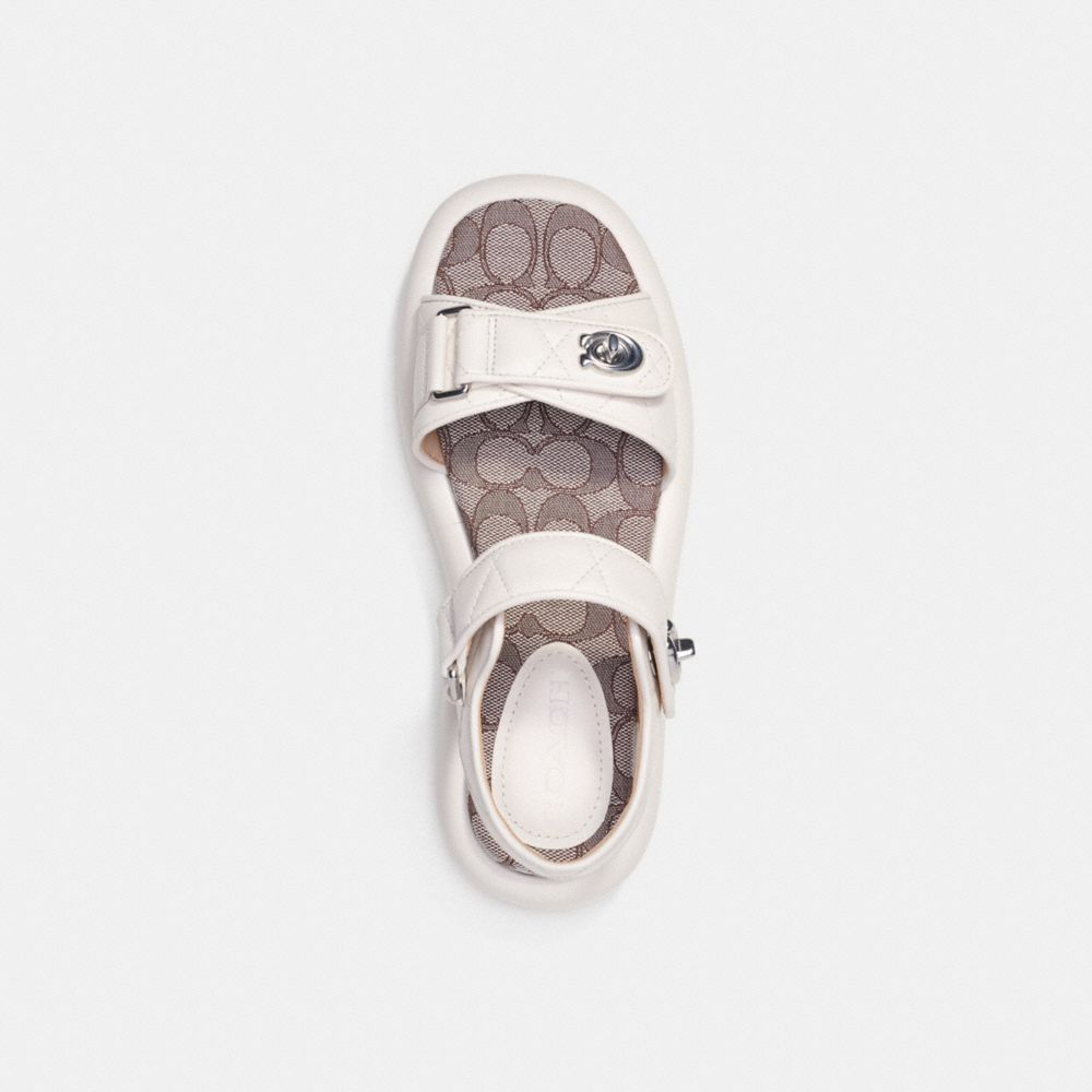 COACH®,PEYTON SANDAL WITH SIGNATURE JACQUARD,Leather,Chalk,Inside View,Top View