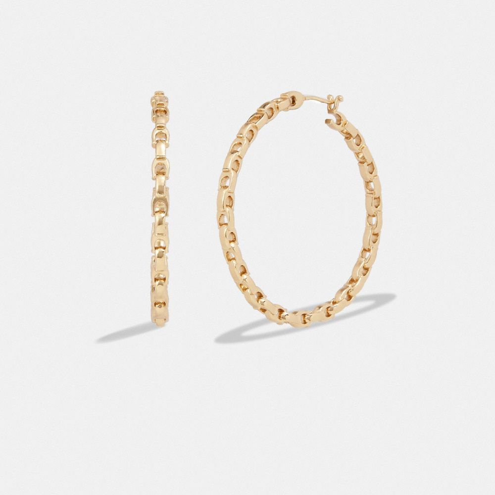 COACH®  Signature Mixed Chain Large Hoop Earrings
