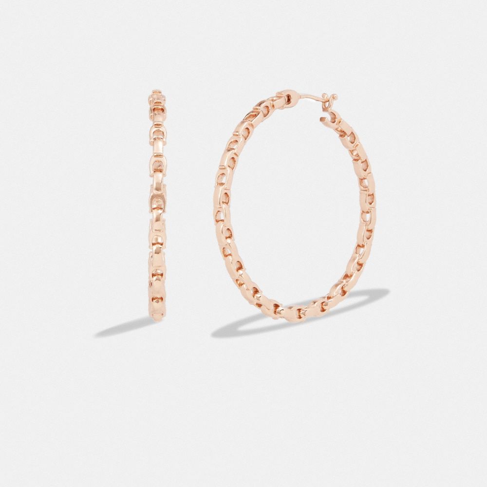 COACH®  Signature Mixed Chain Large Hoop Earrings