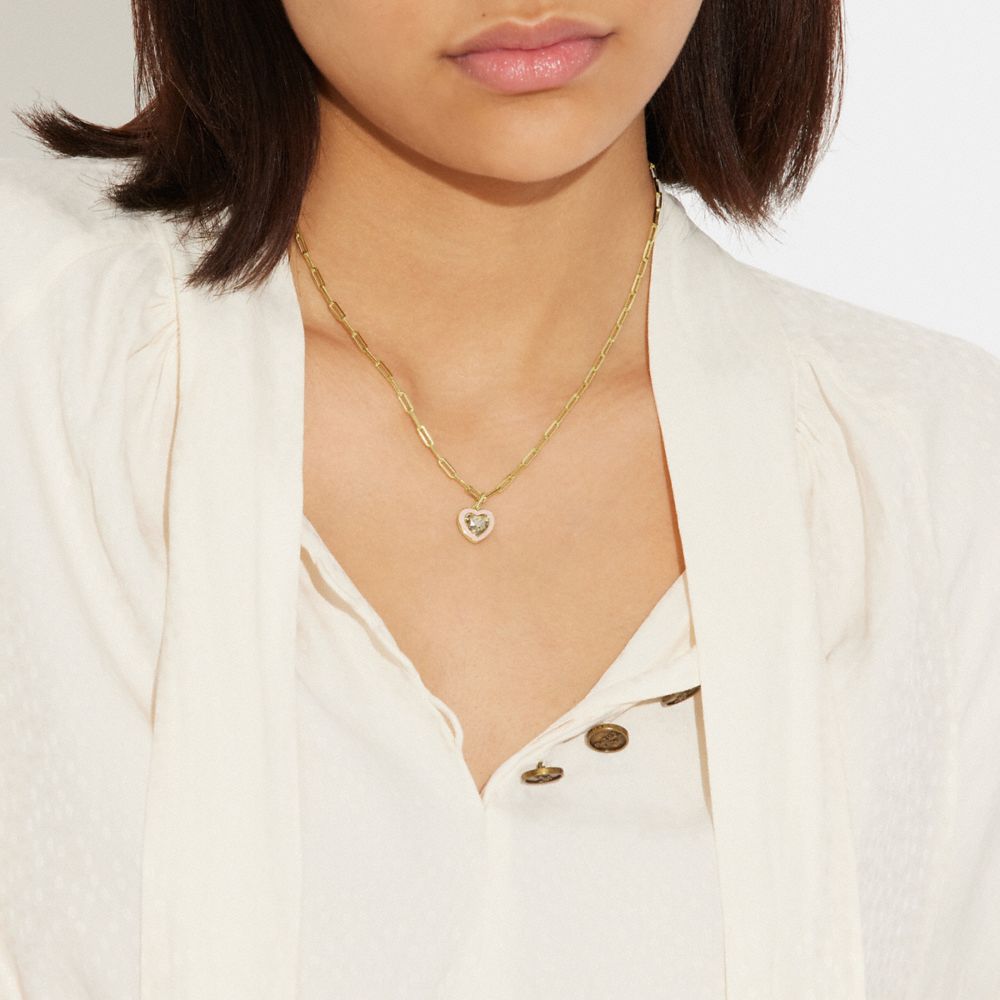 COACH® | Faceted Heart Chain Link Necklace