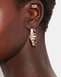 COACH®,BUCKLE ENAMEL SMALL HOOP EARRINGS,Silver/Blue,Detail View