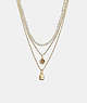 COACH®,TEA ROSE PEARL LAYERED NECKLACE,Gold/Pearl,Front View