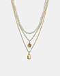 COACH®,TEA ROSE PEARL LAYERED NECKLACE,Gold/Pearl,Front View