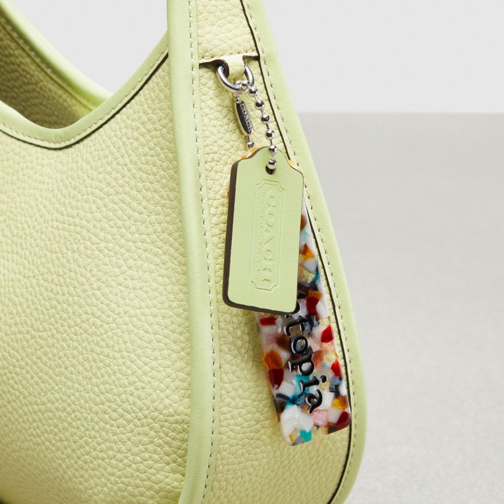 COACH®,Ergo Bag In Coachtopia Leather,Acrylic,Leather,Shoulder Bag,Plastic,Logo,Embossed,Silver Metal,Day Party,Green,Group View