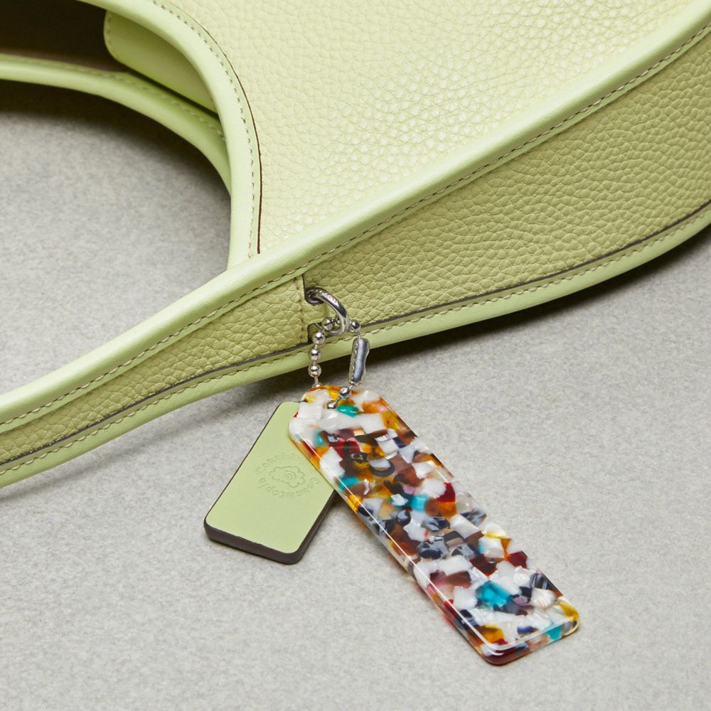 COACH®,Ergo Bag In Coachtopia Leather,Acrylic,Leather,Shoulder Bag,Plastic,Logo,Embossed,Silver Metal,Day Party,Green