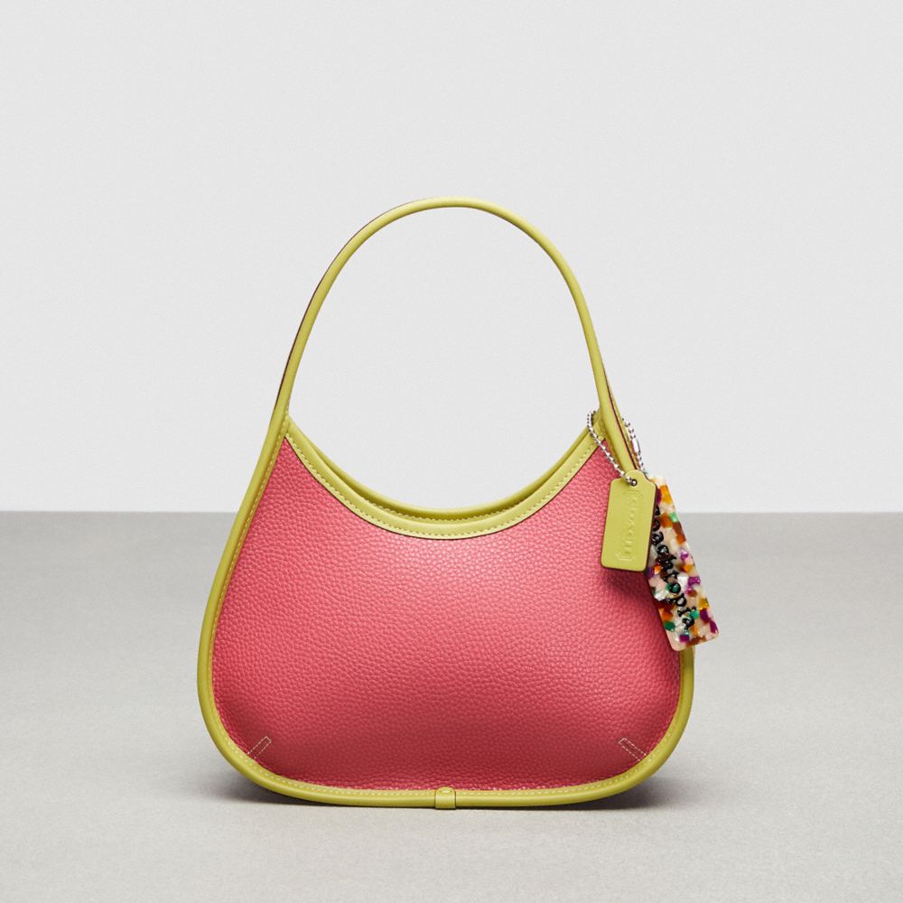 COACH®,Ergo Bag In Coachtopia Leather,Coachtopia Leather,Small,Strawberry Haze/Lime Green,Front View image number 0