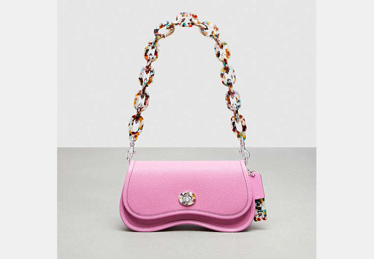 COACH®,Wavy Dinky Bag With Crossbody Strap,Coachtopia Leather,Small,Bright Magenta,Front View
