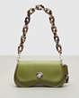 COACH®,Wavy Dinky Bag with Crossbody Strap,Coachtopia Leather,Small,Olive Green,Front View