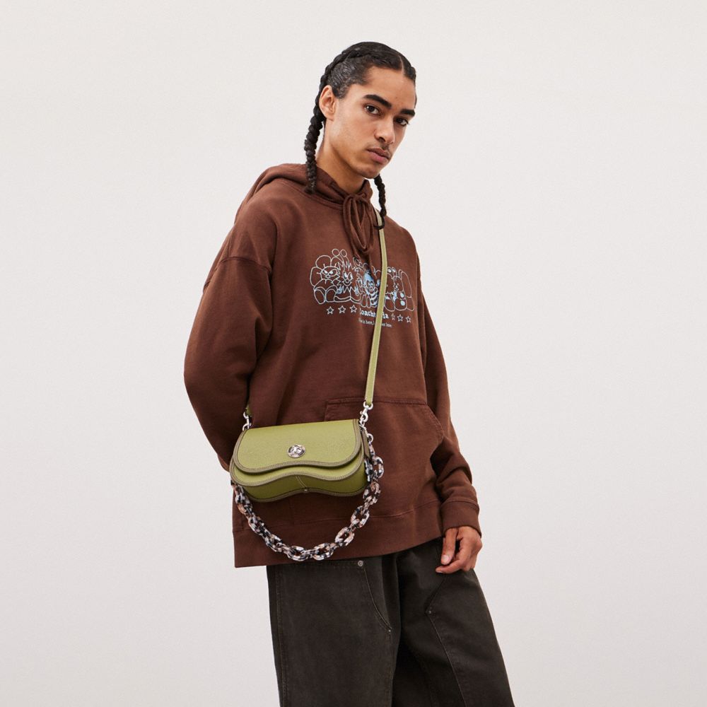 COACH®,Sac Dinky à motif ondulé en cuir Coachtopia,Cuir Coachtopia,Vert olive,Detail View