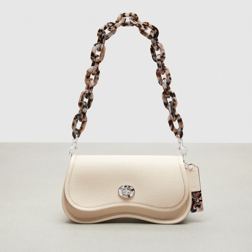 COACH®,Wavy Dinky Bag With Crossbody Strap,Coachtopia Leather,Small,Cloud,Front View