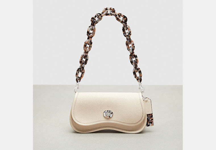 COACH®,Wavy Dinky Bag with Crossbody Strap,Coachtopia Leather,Small,Cloud,Front View