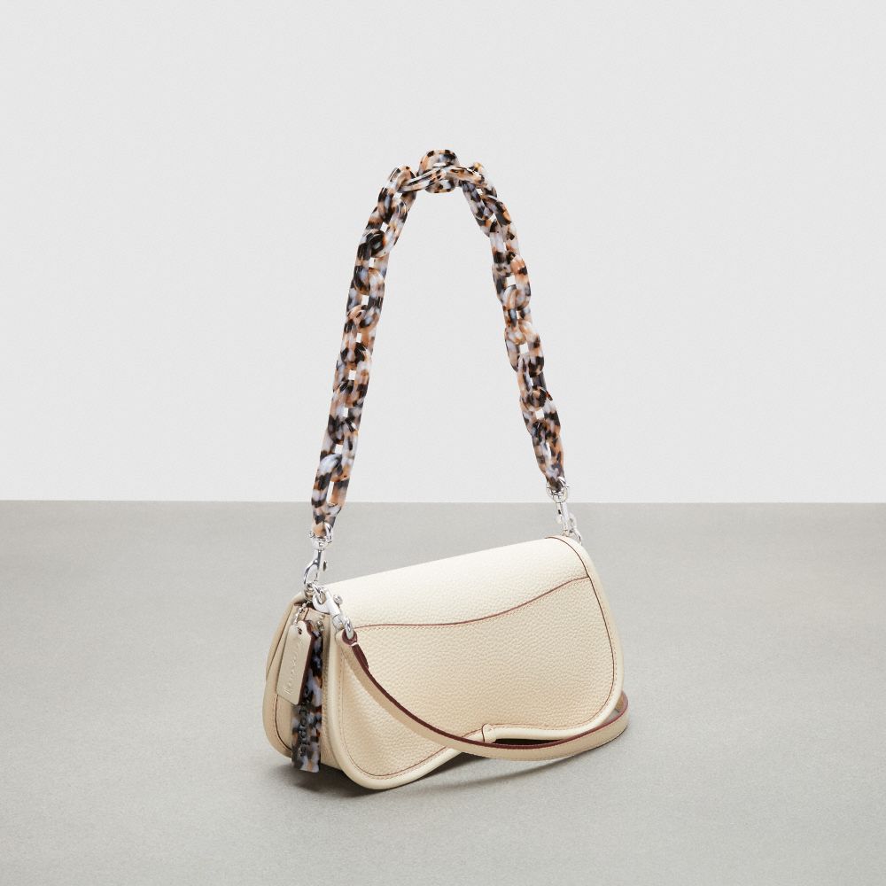 COACH®,Wavy Dinky Bag With Crossbody Strap,Coachtopia Leather,Small,Cloud,Angle View