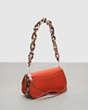 COACH®,Wavy Dinky Bag with Crossbody Strap,Coachtopia Leather,Small,Deep Orange,Angle View