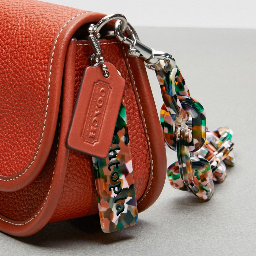 COACH®,Wavy Dinky Bag In Coachtopia Leather,Acrylic,Leather,Shoulder Bag,Plastic,Embossed,Logo,Silver Metal,Day Party,Burnt Orange,Group View