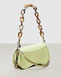 COACH®,Wavy Dinky Bag with Crossbody Strap,Coachtopia Leather,Small,Pale Lime,Angle View
